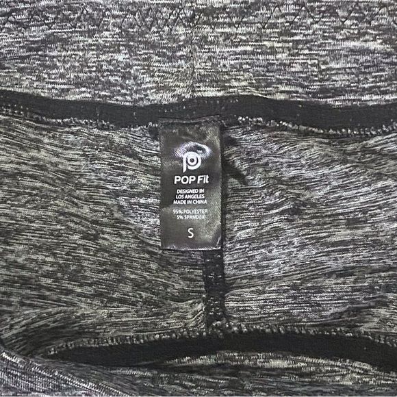 POP Fit Leggings NWT Black Gray Marled Color Block Size Small - Picture 4 of 4